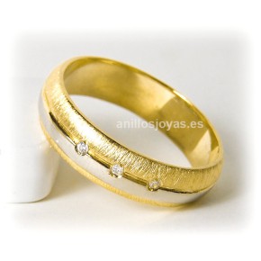 Alianza de boda media caña 029d-R3 bicolor