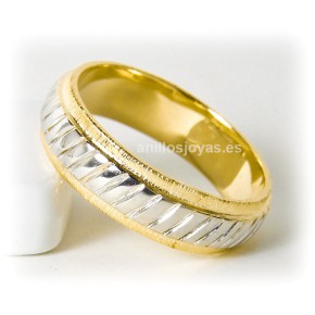 Alianza de boda media caña 030 bicolor